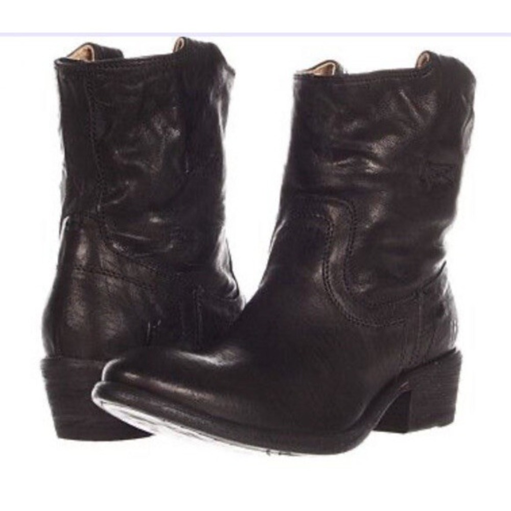 Frye Black Leather Ankle Boots